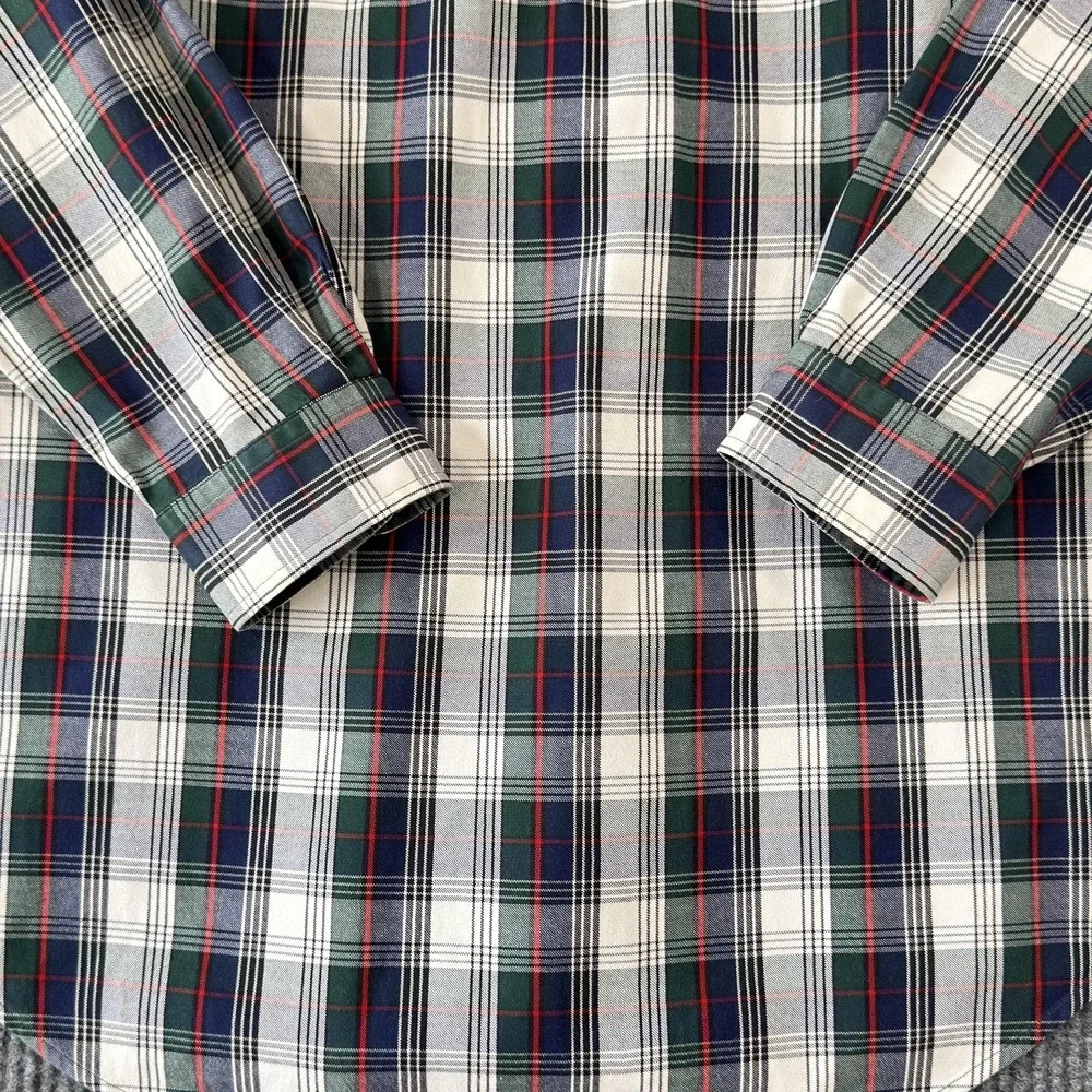Ralph Lauren Shirt Mens Large Green Blue Plaid Blaire Button Down Cotton
